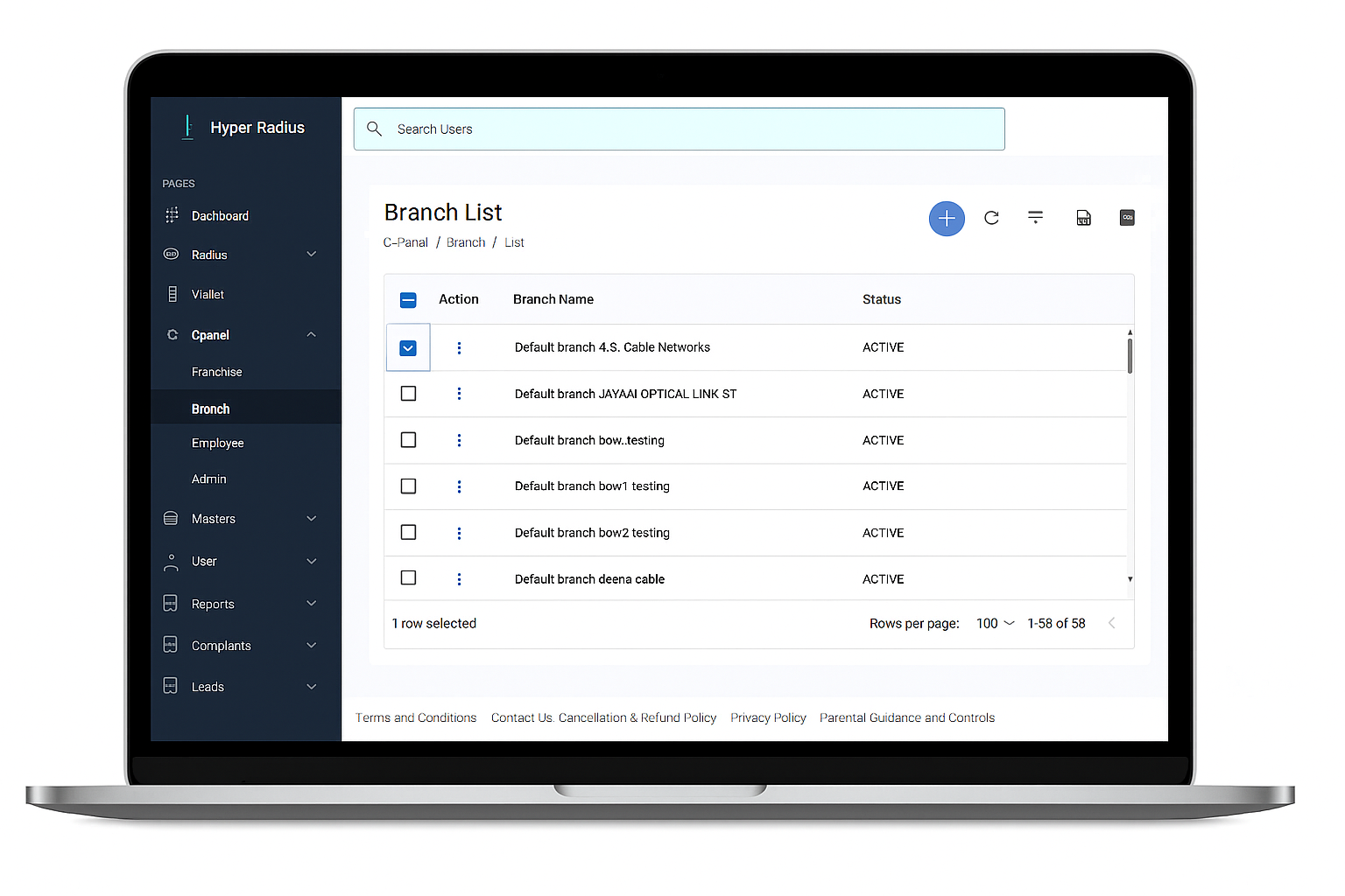 Branch List Module
