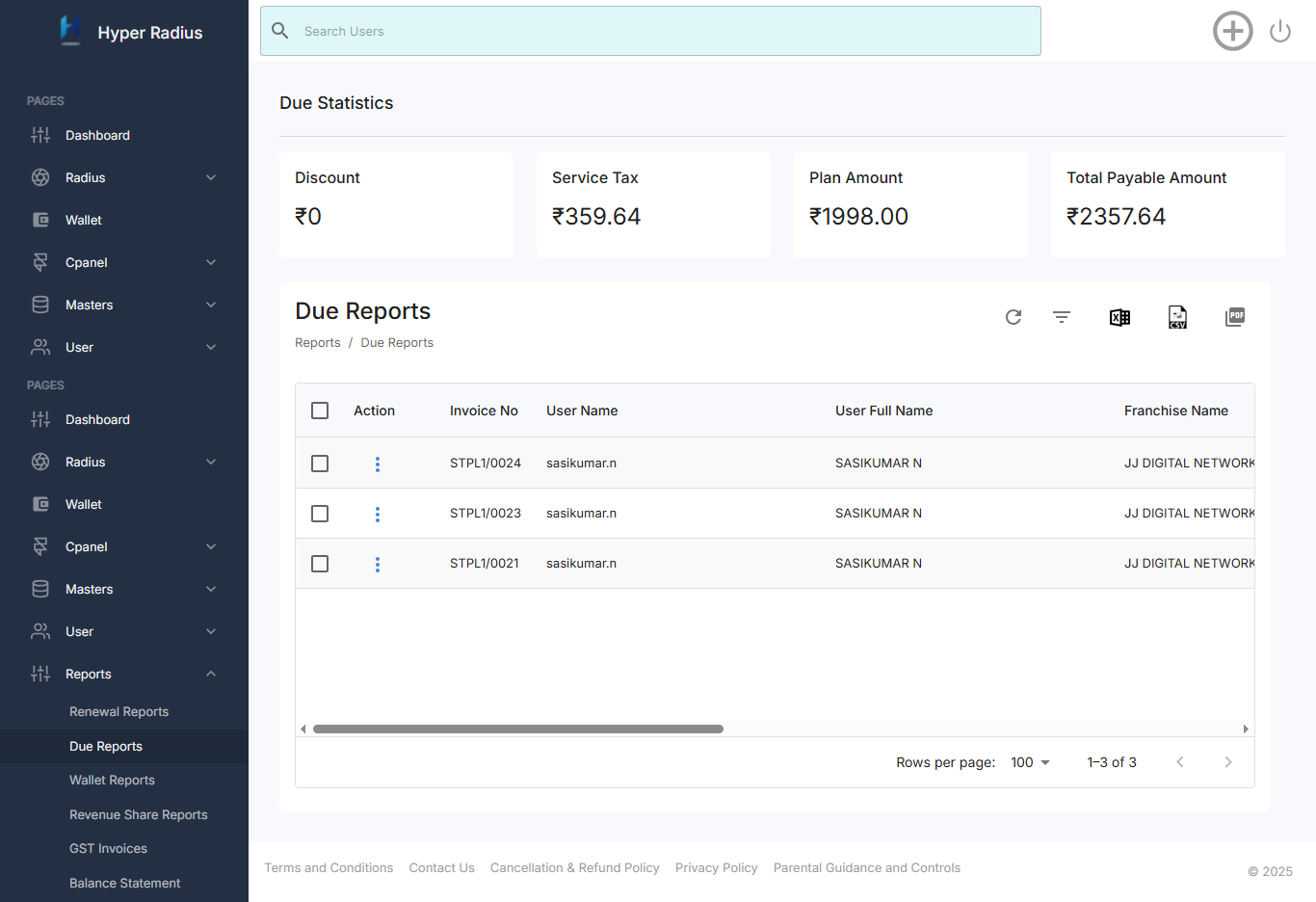 Due Report